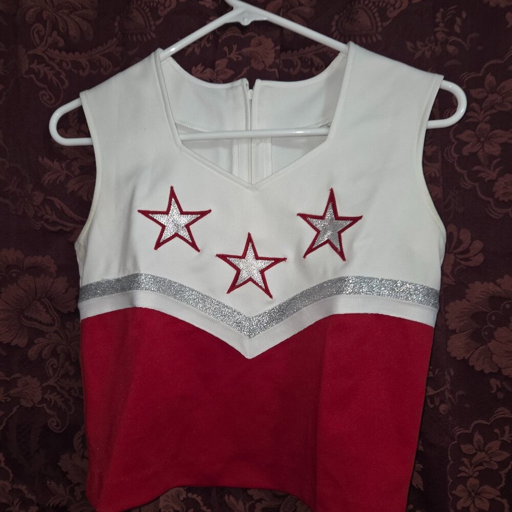 Red White School Pep Threads Cheerleading Cheer Uniform Size 10 Belt Not Include